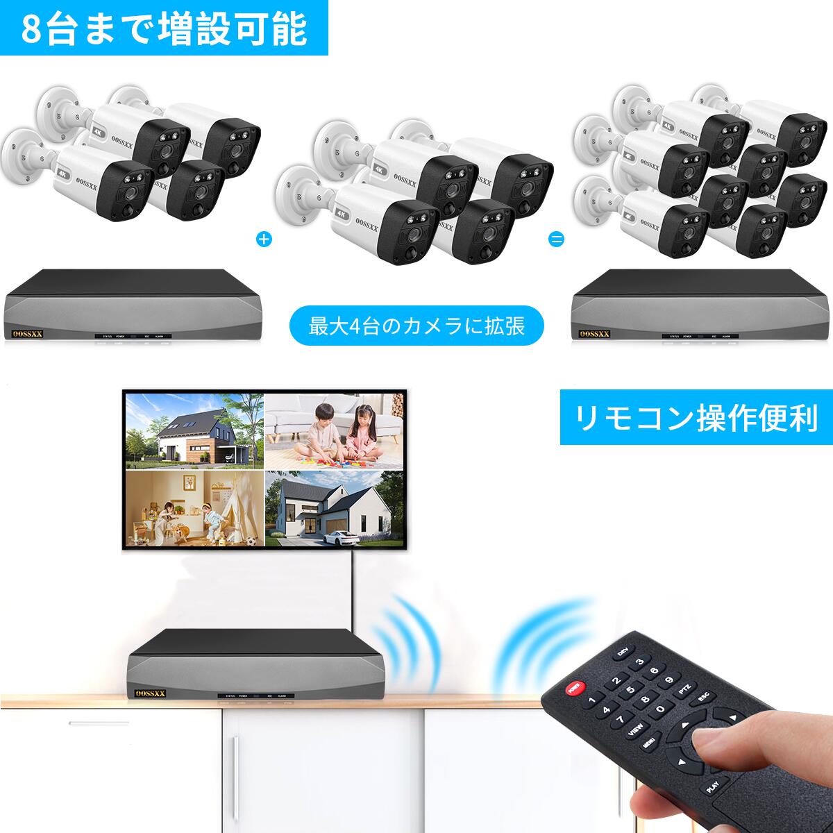 楽天市場】【 4K/800万画素 4TB HDD内蔵】防犯カメラ 家庭用 屋外 有線