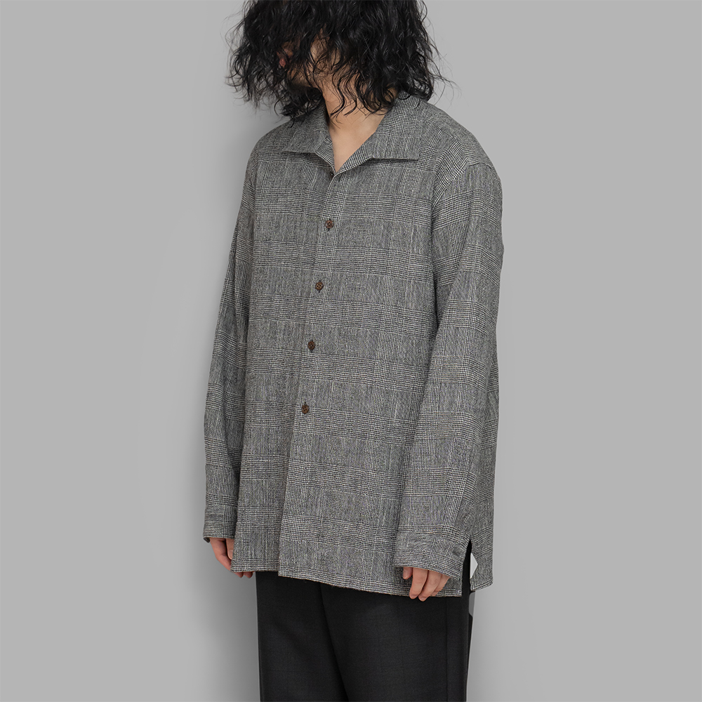 Aquellos Ojos Verdes / Classic Open Collar Shirt (Black＆White