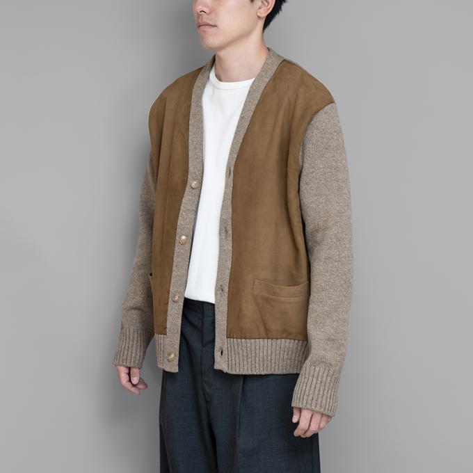 A.PRESSE / Cashmere Suede Combination Cardigan (Beige) | twelve