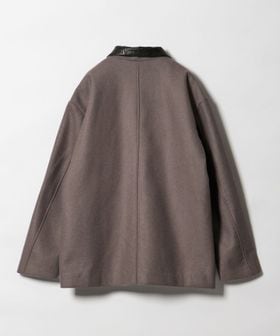 SKOOKUM × monkey time＞メルトン レザーカラー ジャケット グレー