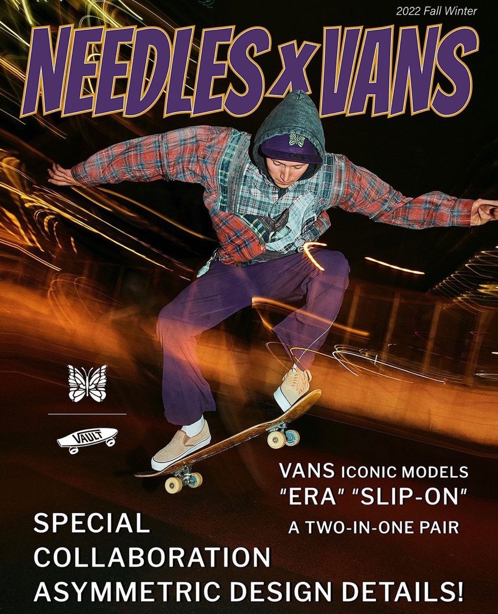 NEEDLES × Vault by Vans アシンメトリーな『Era / Slip-On』が国内11