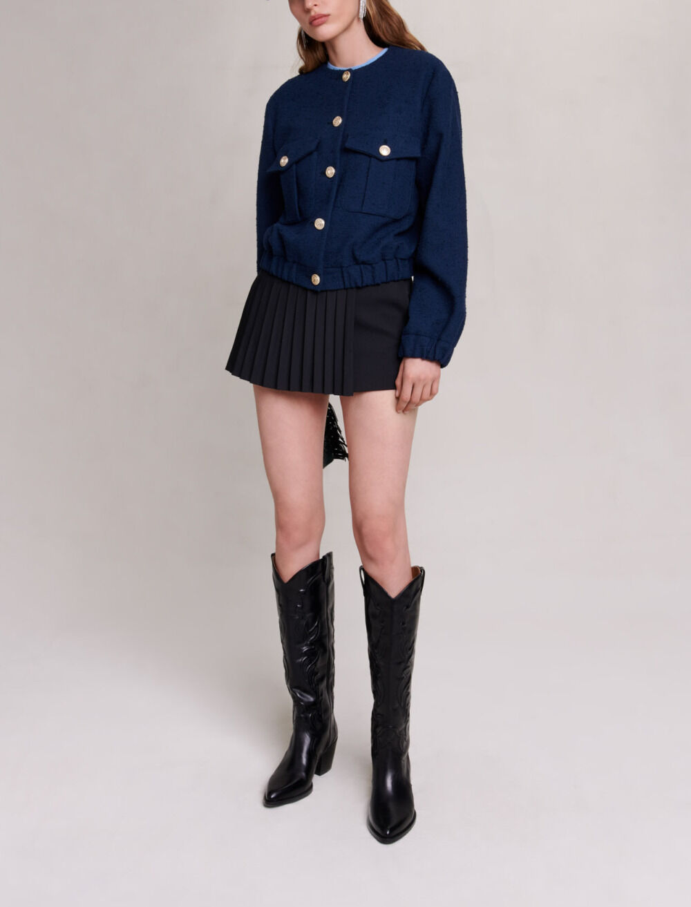 Short bomber jacket Blue For Women | Maje