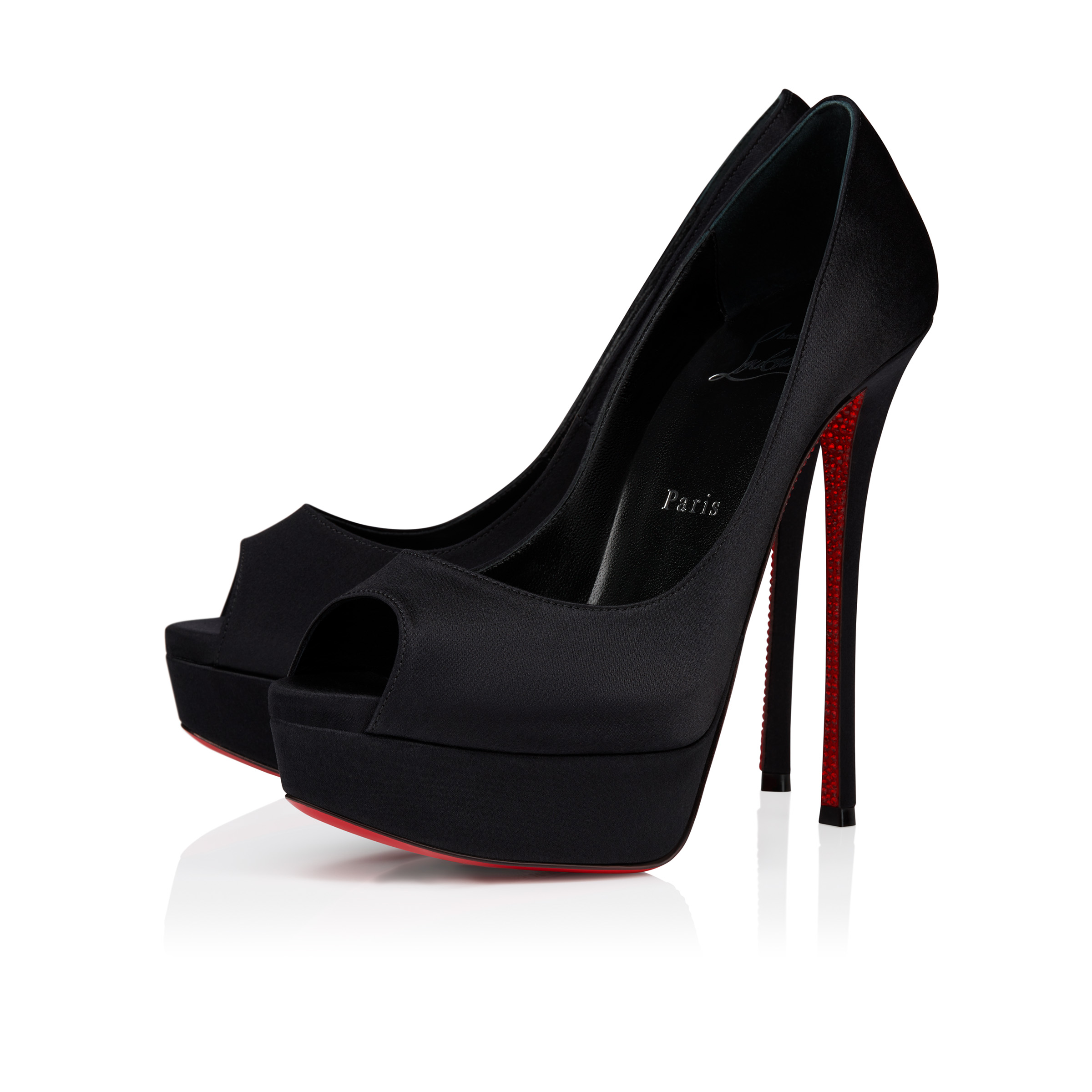 Lady Peep Suola Strass - 150 mm Pumps - Crepe satin - Black