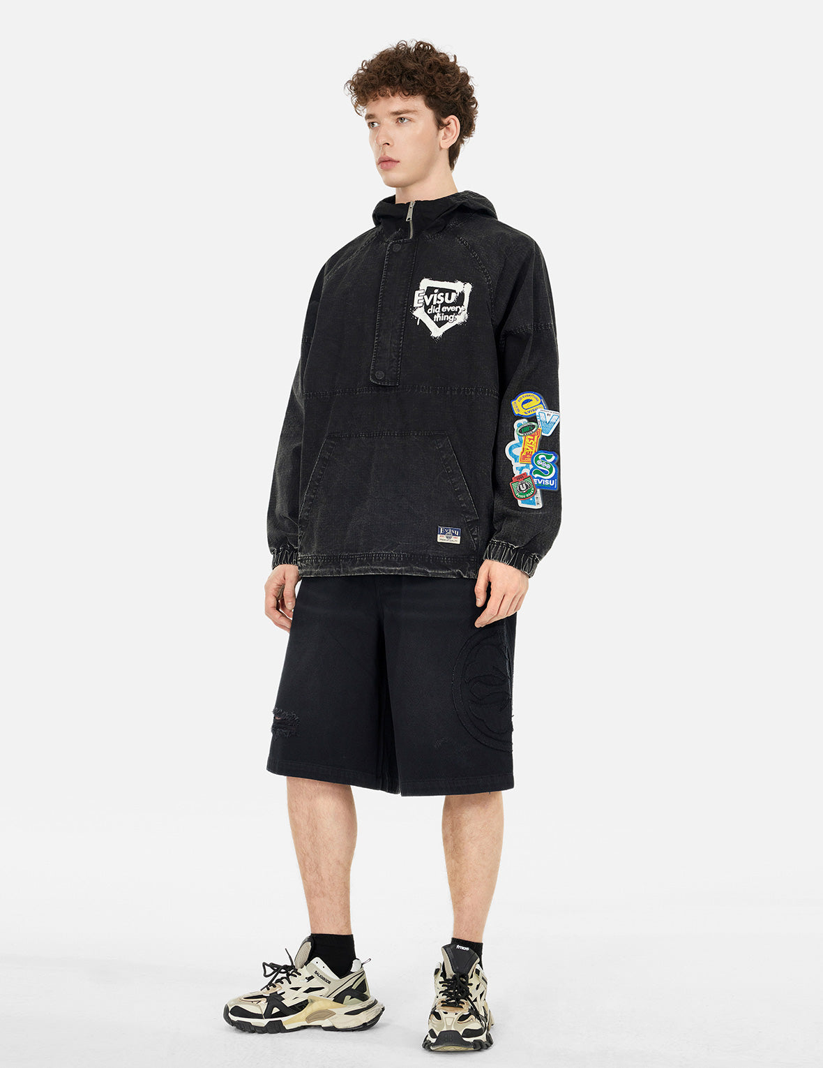 Graffiti Logo Relax Fit Half-Zip Hood Jacket – EVISU