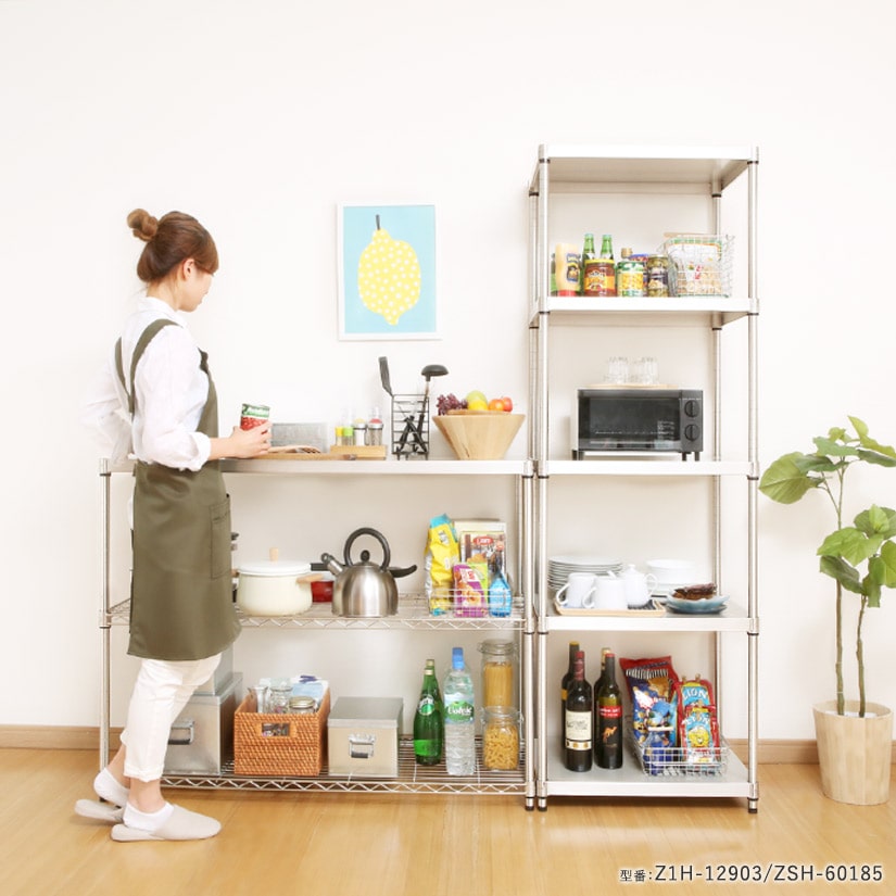 25mm] ルミナス プレミアムライン ソリッドシェルフラック 4段 幅90 幅