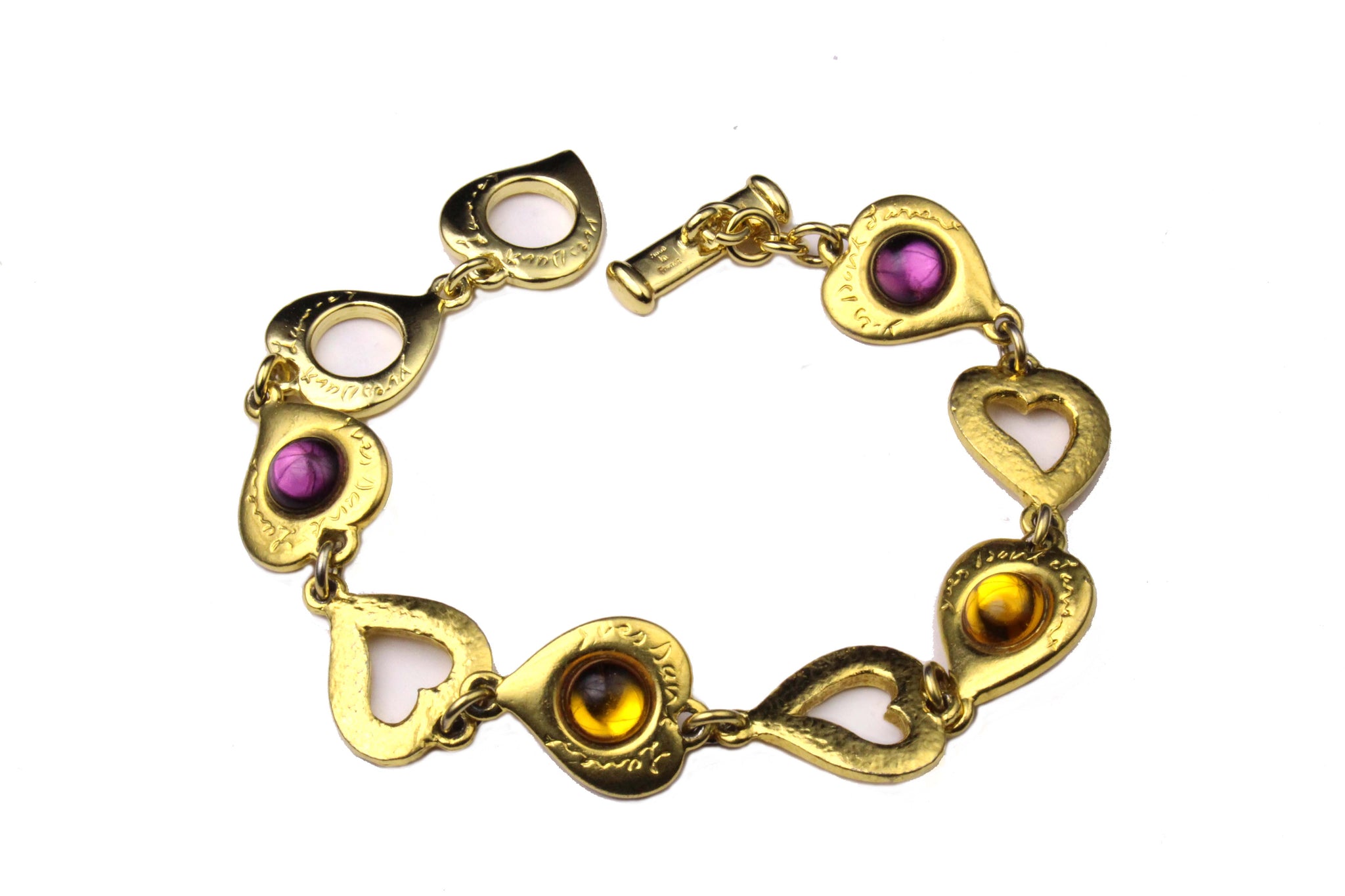 YVES SAINT LAURENT hearts cabochons link bracelet – Vintage Carwen