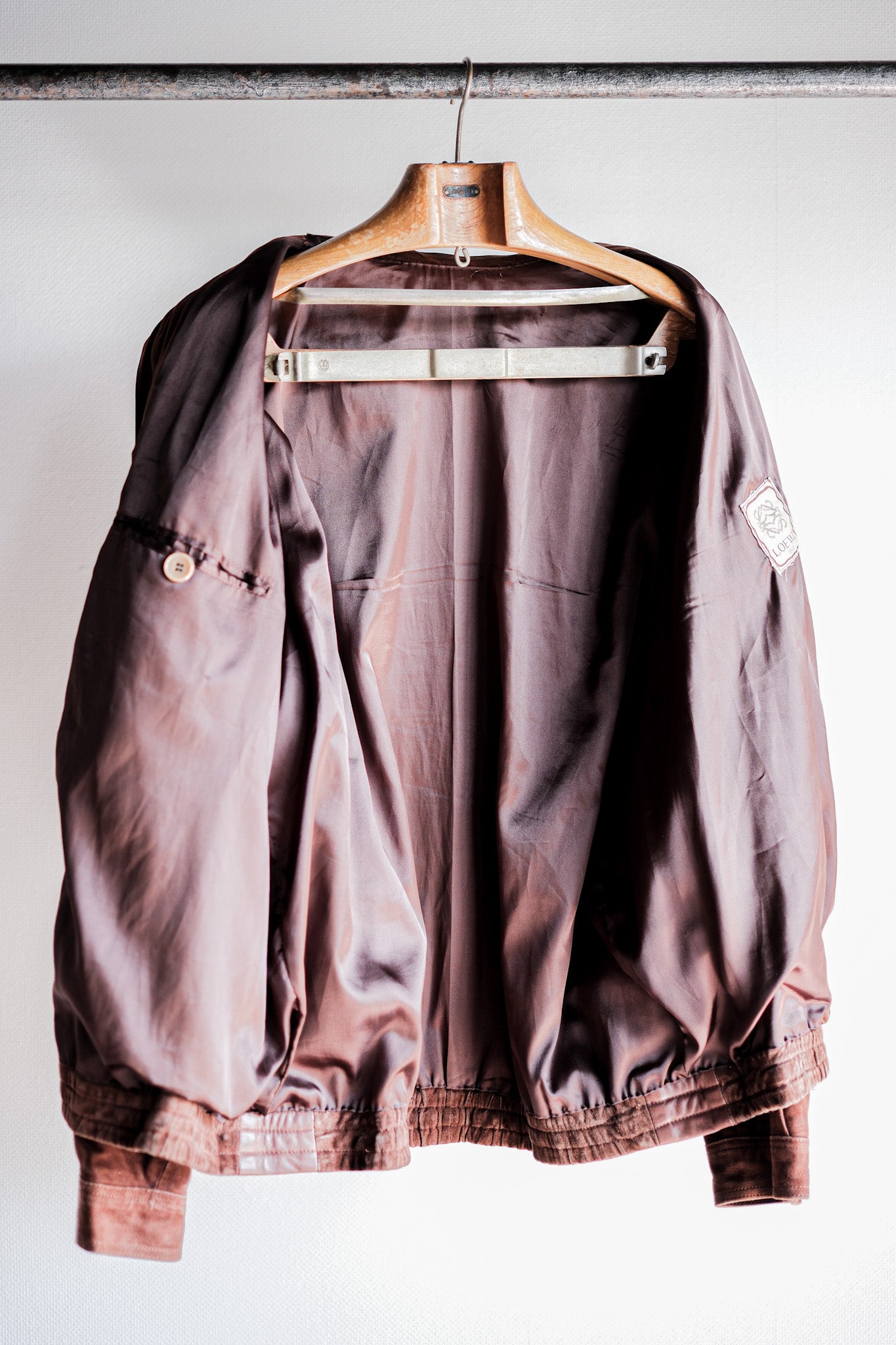 80's】Old LOEWE Brown Suede Leather Jacket