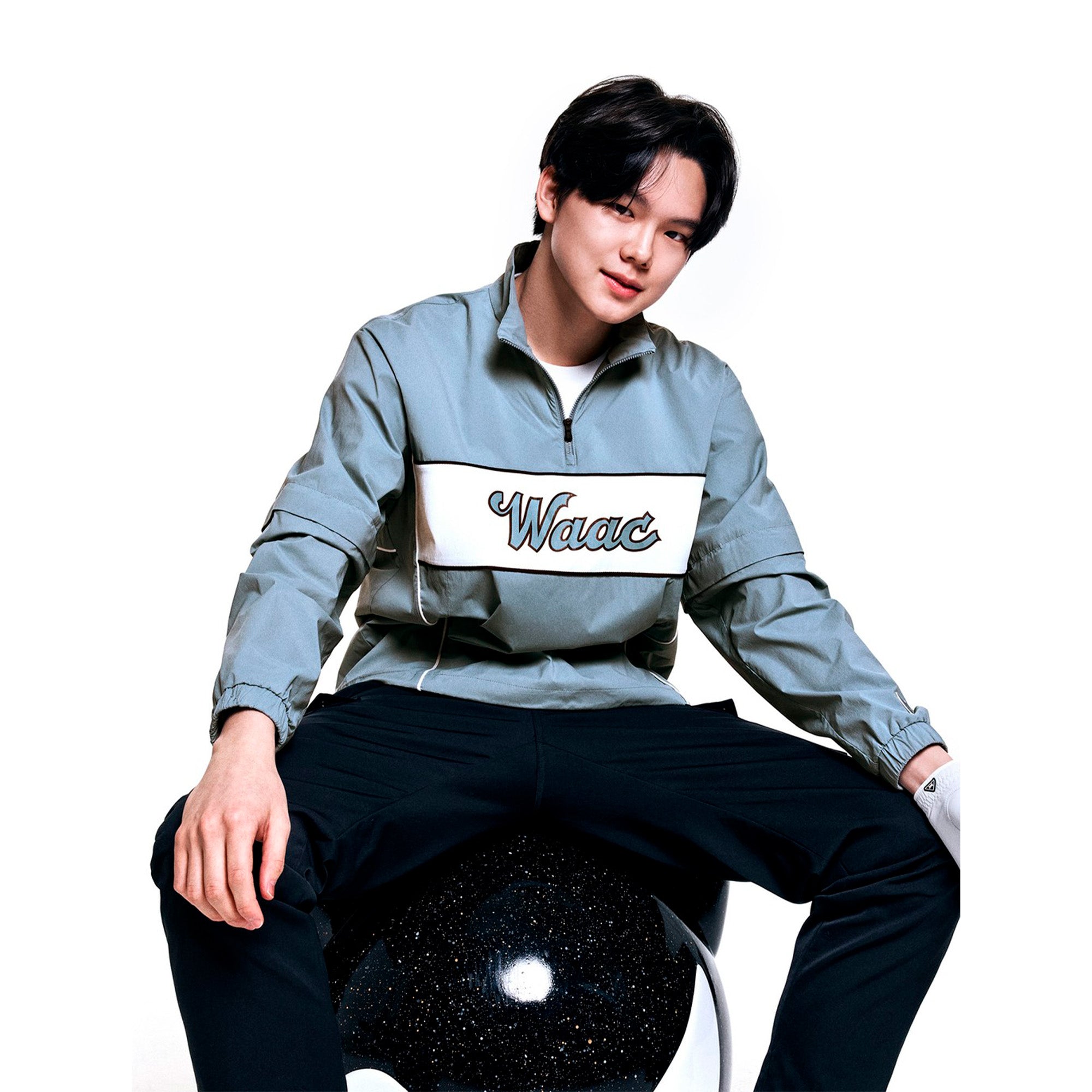 MEN デタッチャブルスリーブハーフジップ ライトブルー