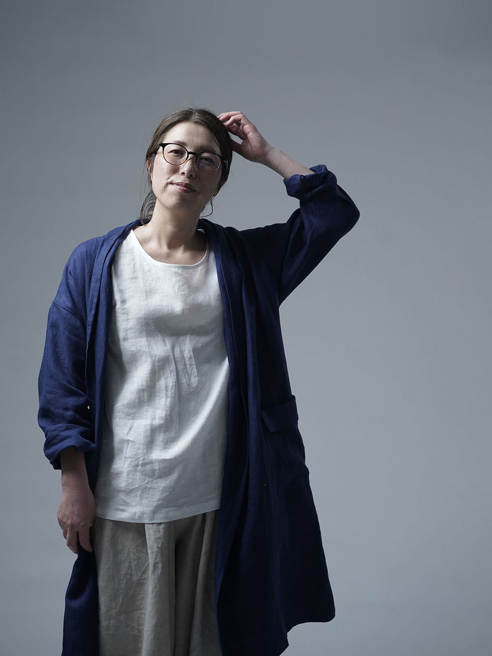 リネントップス】ふわっと 軽くやさしい 肌触り/ 白色 p015a-wht1