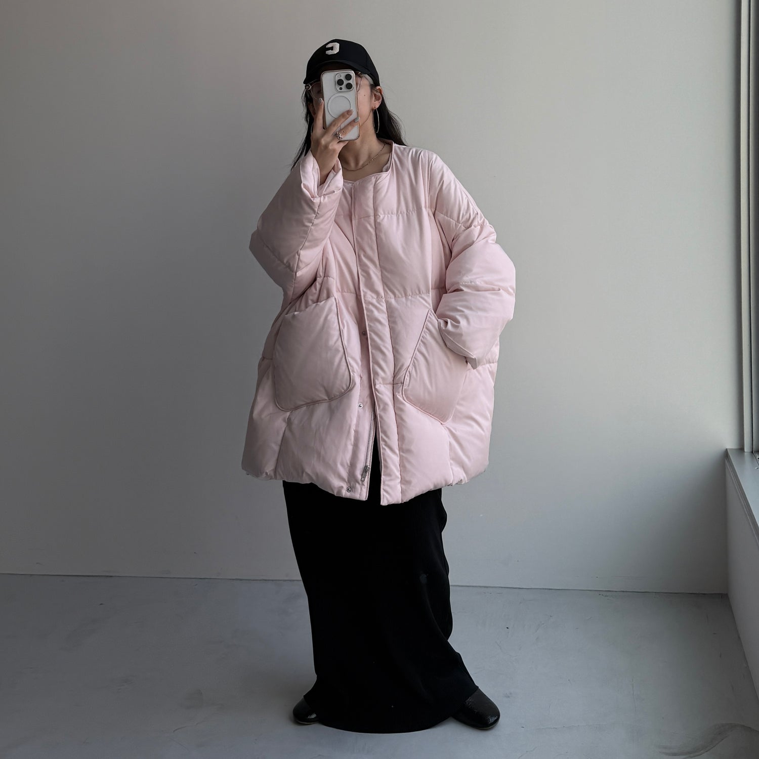 サイドポケットのみ再入荷】perfect silhouette down / baby pink