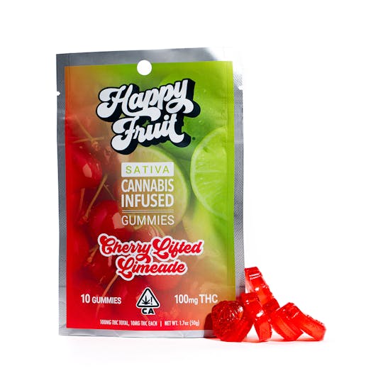 Cherry Lifted Limeade Gummies - 100mg THC - Happy Fruit