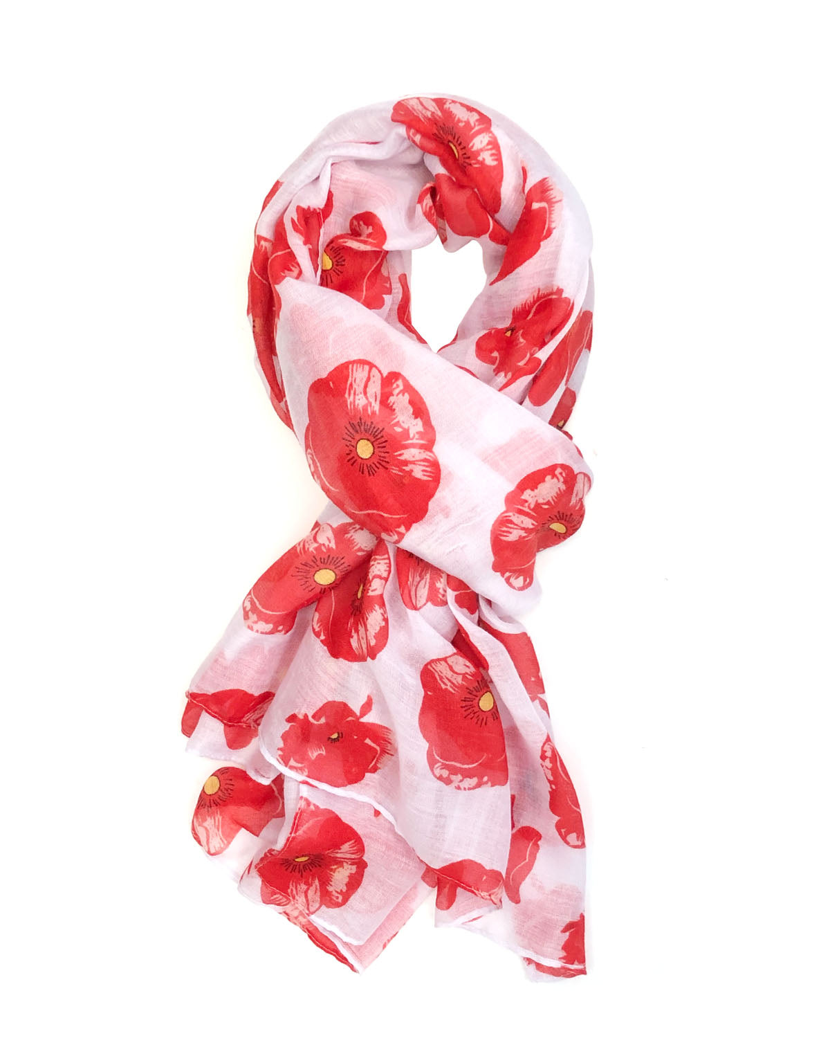 Wrapables Lightweight Poppy Floral Print Long Scarf