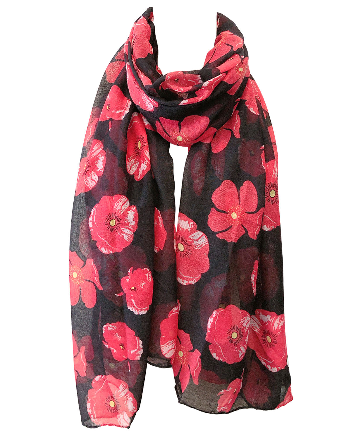 Wrapables Lightweight Poppy Floral Print Long Scarf