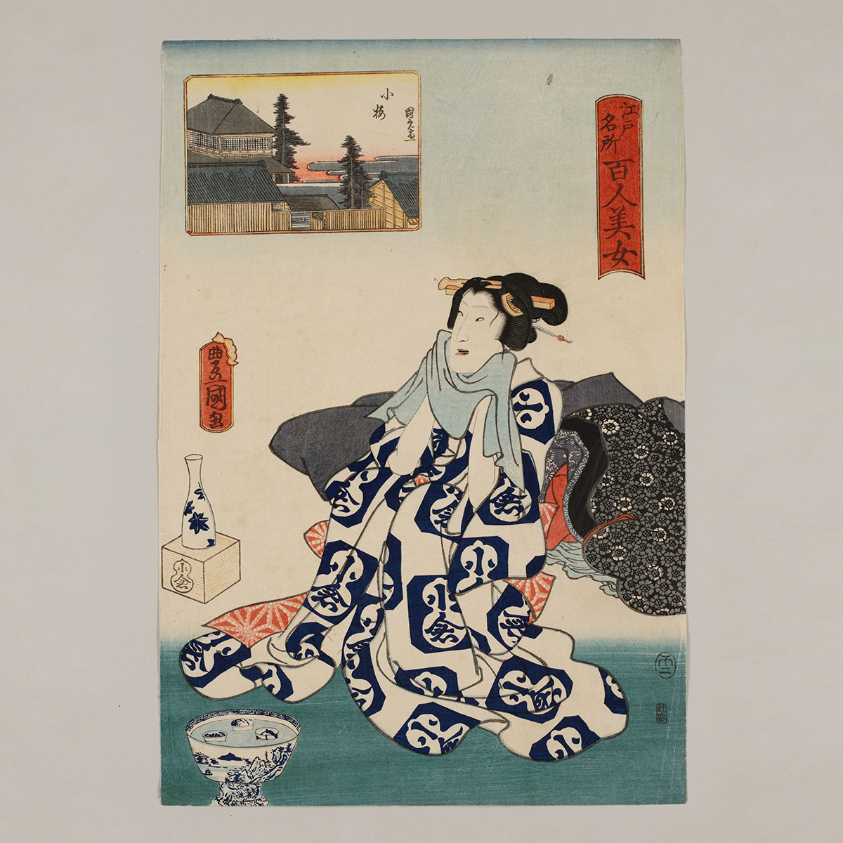 木製パネルアート 歌川豊国 江戸名所百人美女 木製パネルアート 歌川