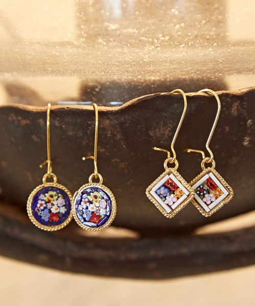 ベネチアンガラス】モザイクフックミニピアス(ROUND ASST): 『欧州航路』