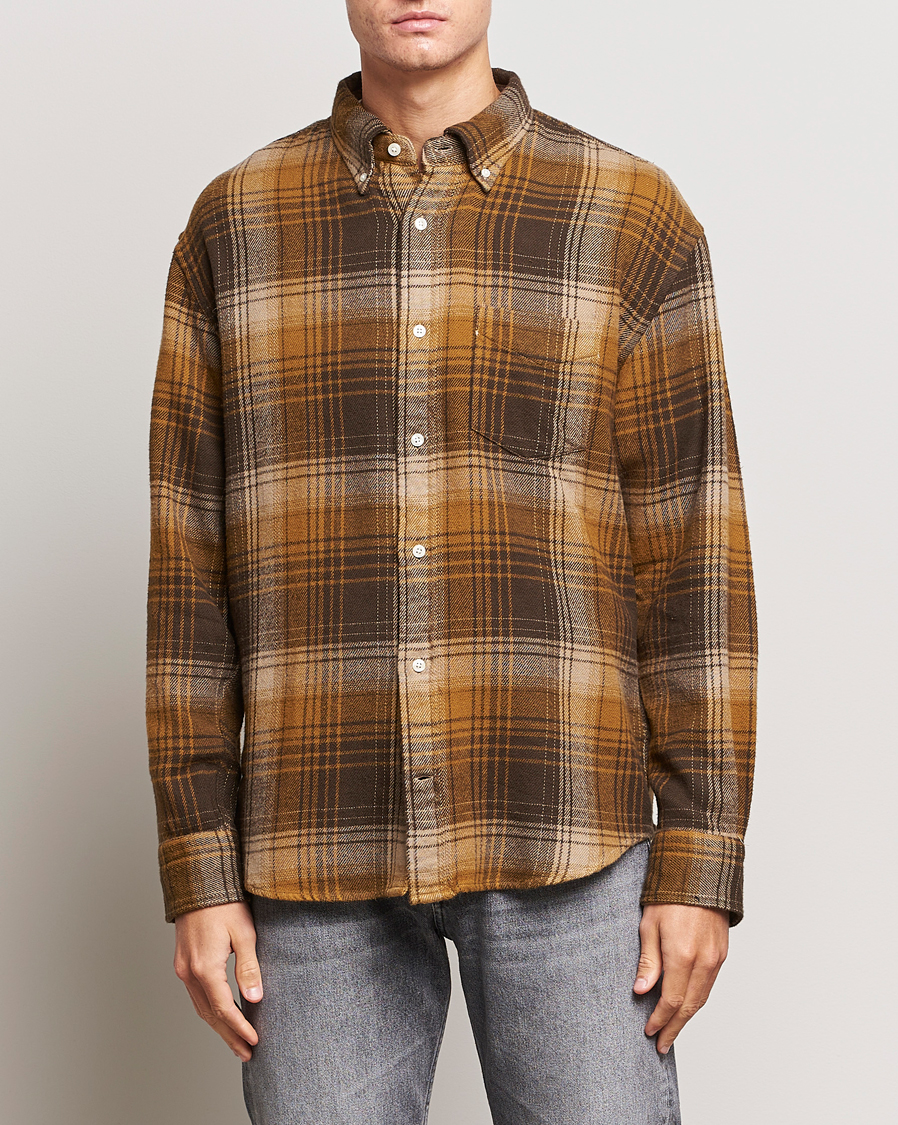 GANT Relaxed Fit Heavy Flannel Checked Shirt Woody Brown at