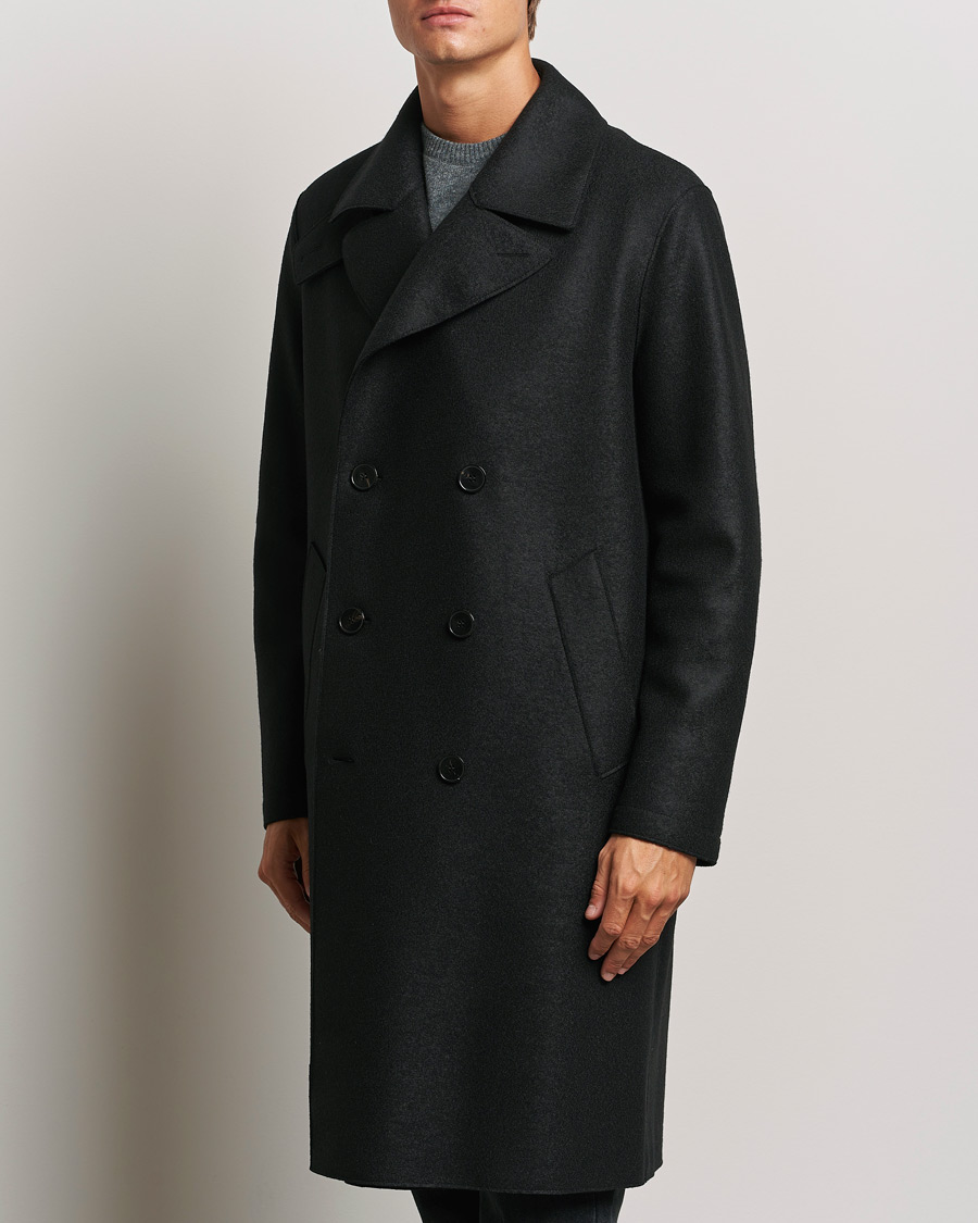 Harris Wharf London Pressed Wool Long Peacoat Black at CareOfCarl.com