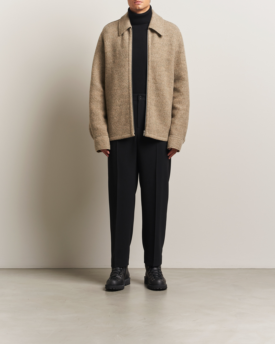 Jil Sander Felted Wool Shirt Jacket Beige at CareOfCarl.com