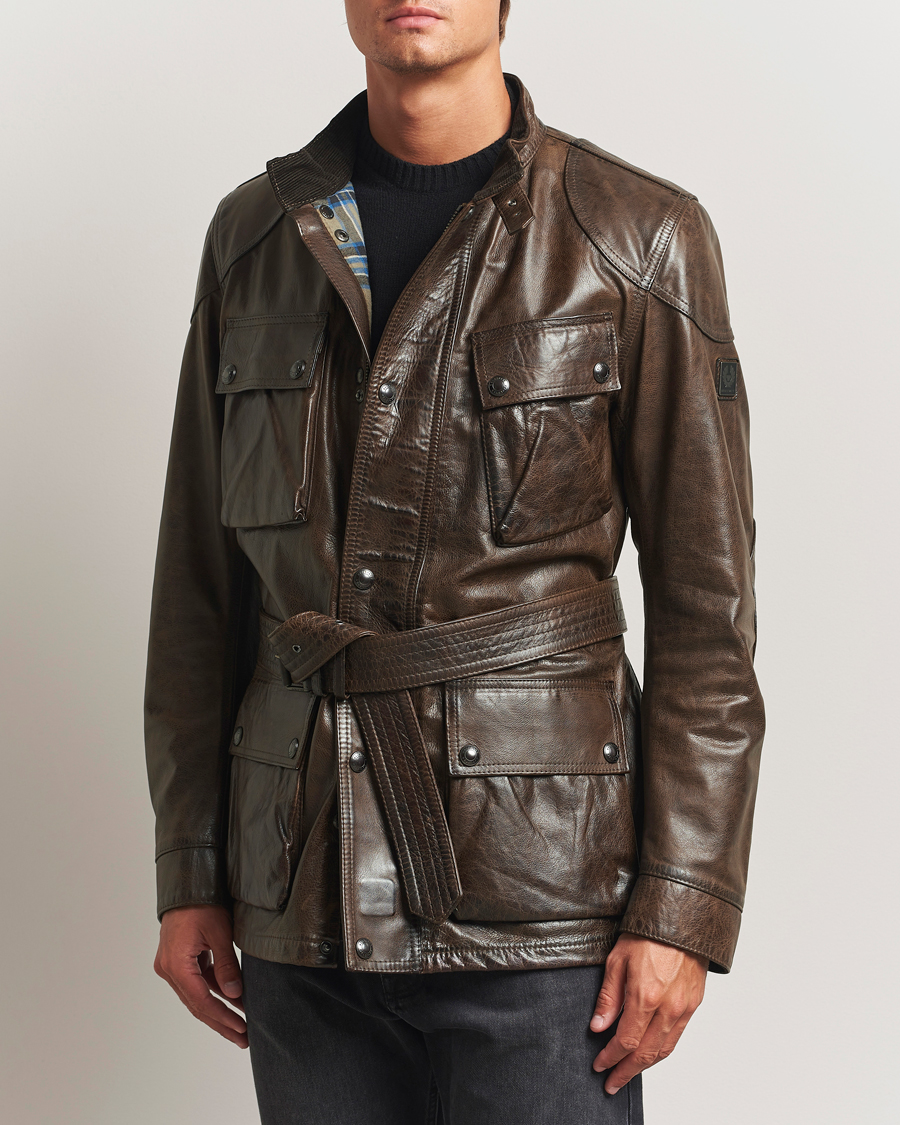 Belstaff Trailmaster Panther Leather Jacket Dark Earth at