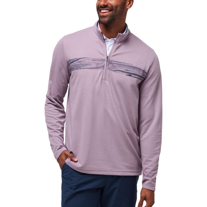TravisMathew Upgraded Chest Stripe Quarter Zip Golf Pullover