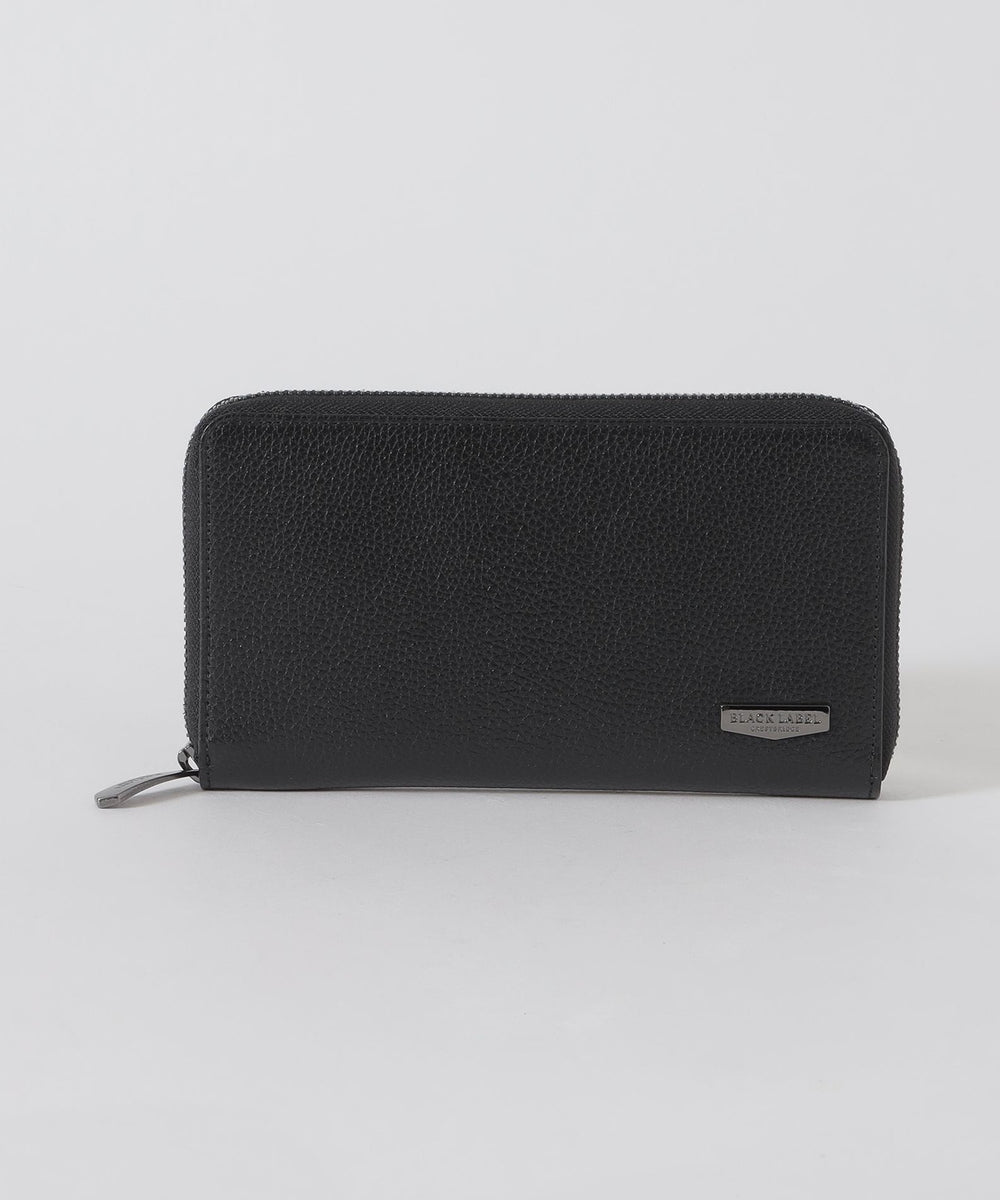 インサイドクレストブリッジチェックコンビレザーラウンドジップ