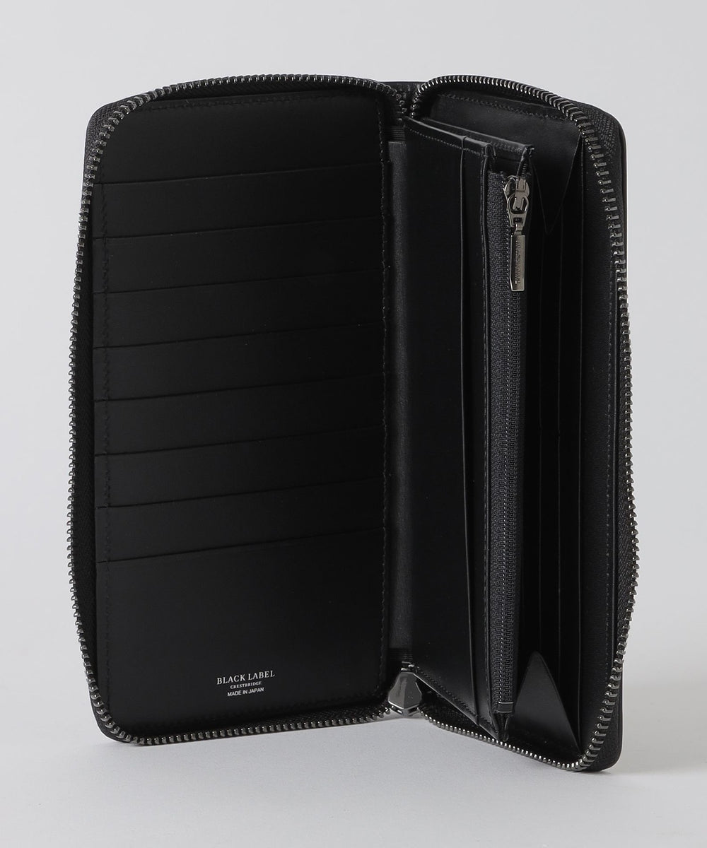 トーナルクレストブリッジチェックラウンドジップウォレット