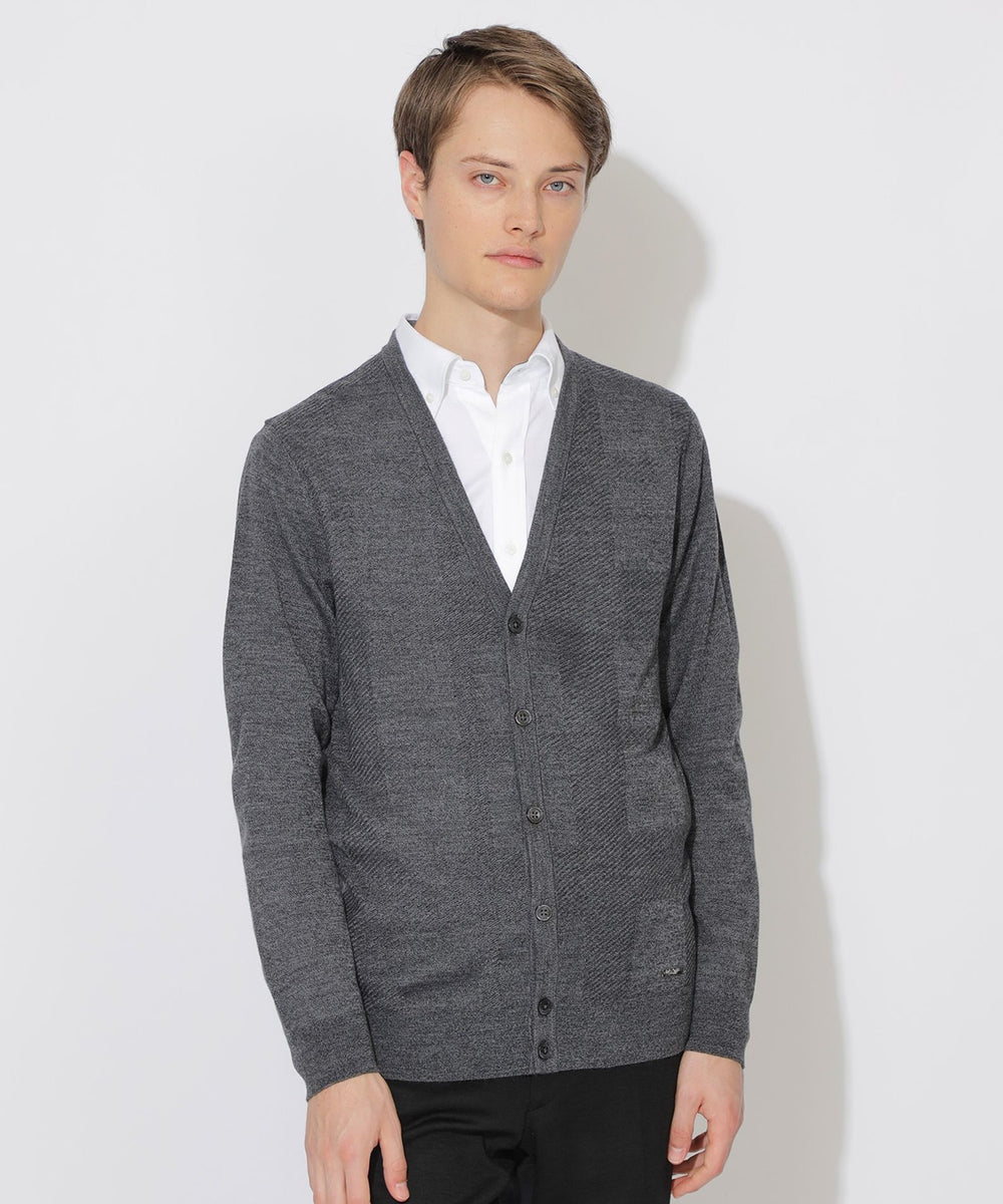 WEB限定】シャドーチェックニットカーディガン（ニットウェア）｜BLACK