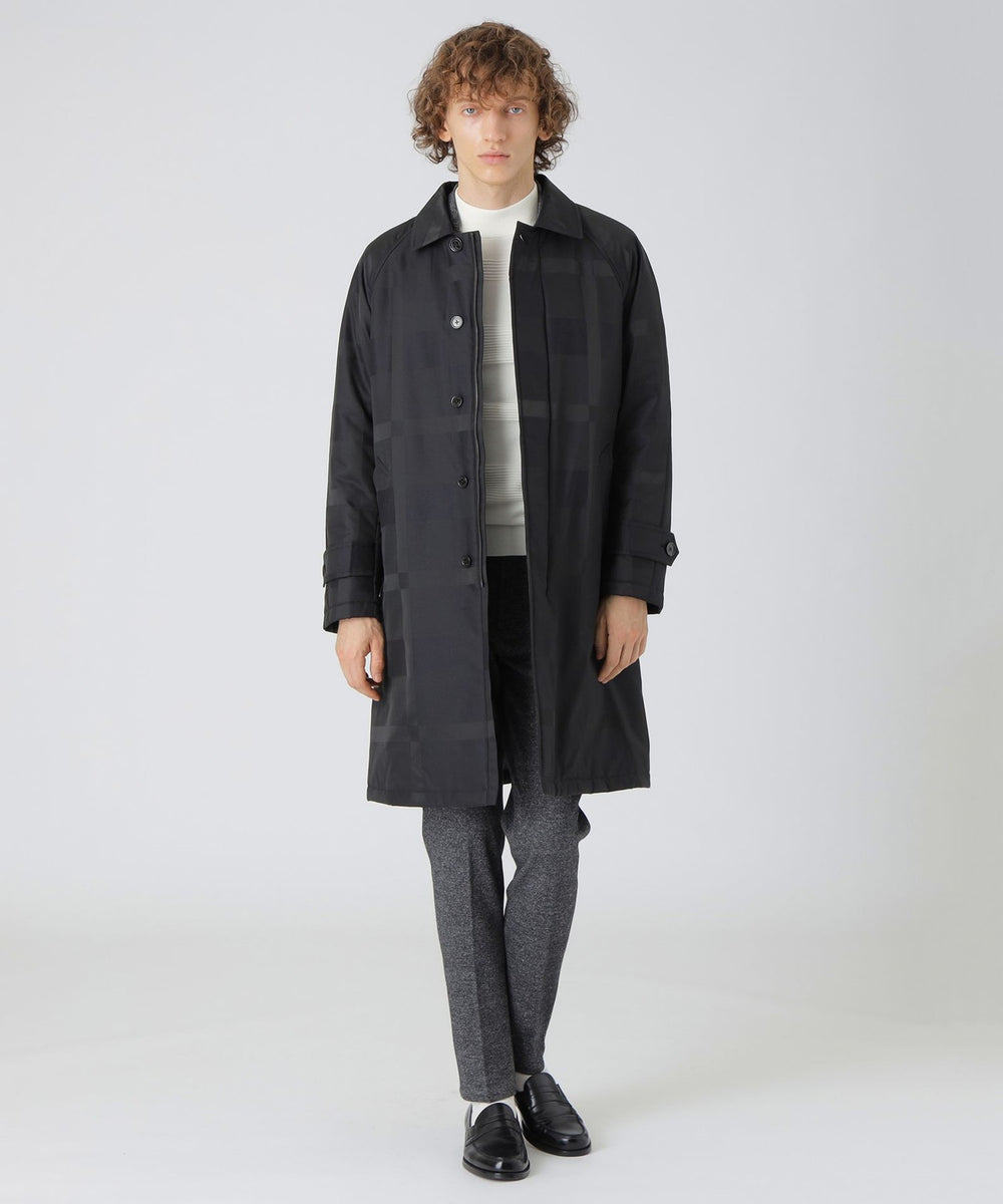 シャドーチェックパデッドステンカラーコート（ブルゾン）｜BLACK