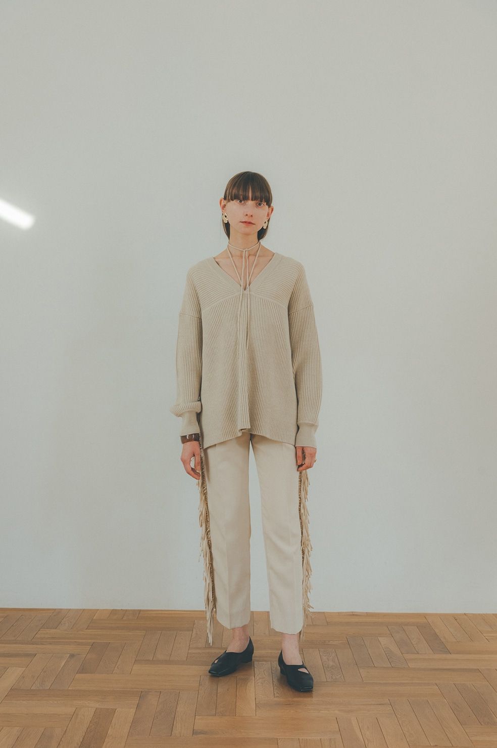 CLANE - ミックスカラーストリングワイドニットトップス - MIX COLOR