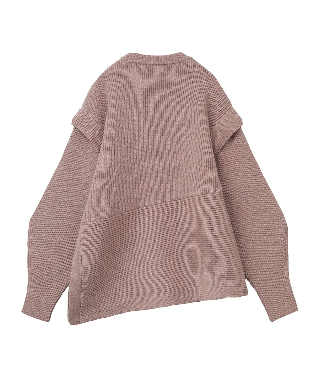 CLANE - 2WAY SLANT KNIT TOPS - スラントニットトップス - PINK