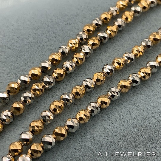 K18 プラチナ850 コンビ 2.5mm玉 シャンデリア ネックレス 50cm / K18