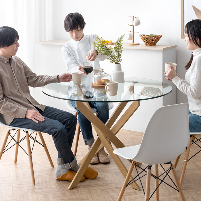 4人用 円形ガラスダイニングテーブル Louise(ルイーズ) | 家具
