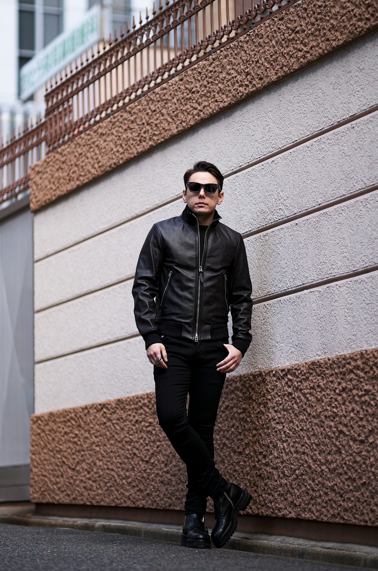 TOM FORD (トムフォード) GRAIN LEATHER FUNNEL BOMBER (グレイン