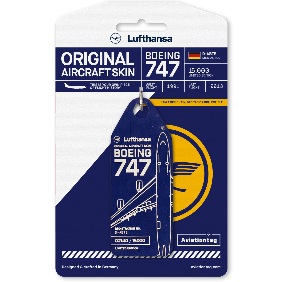 Lufthansa Boeing 747 - D-ABTE Schlüsselanhänger Blau – Aviationtag