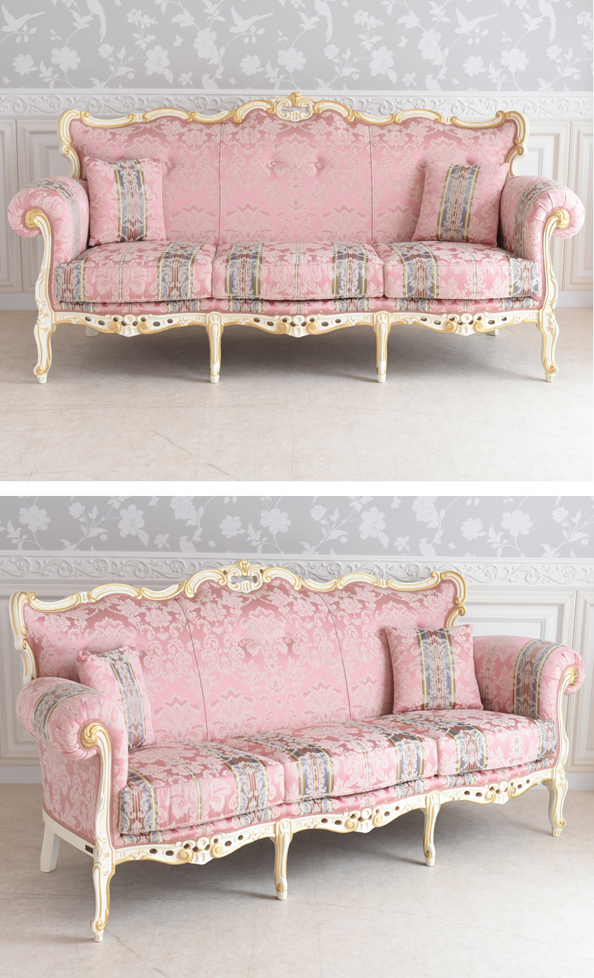 イタリア製 ロココ アントワネット 3人掛けソファ(3P) 幅200cm