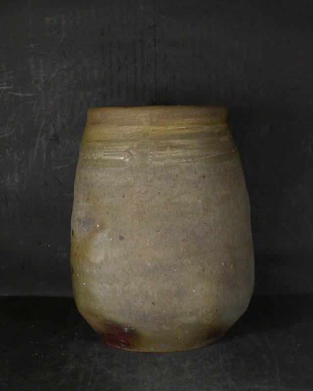 備前焼 登窯 備前焼中堅作家 森本 英助 共箱付き黄・青ゴマ長壺1