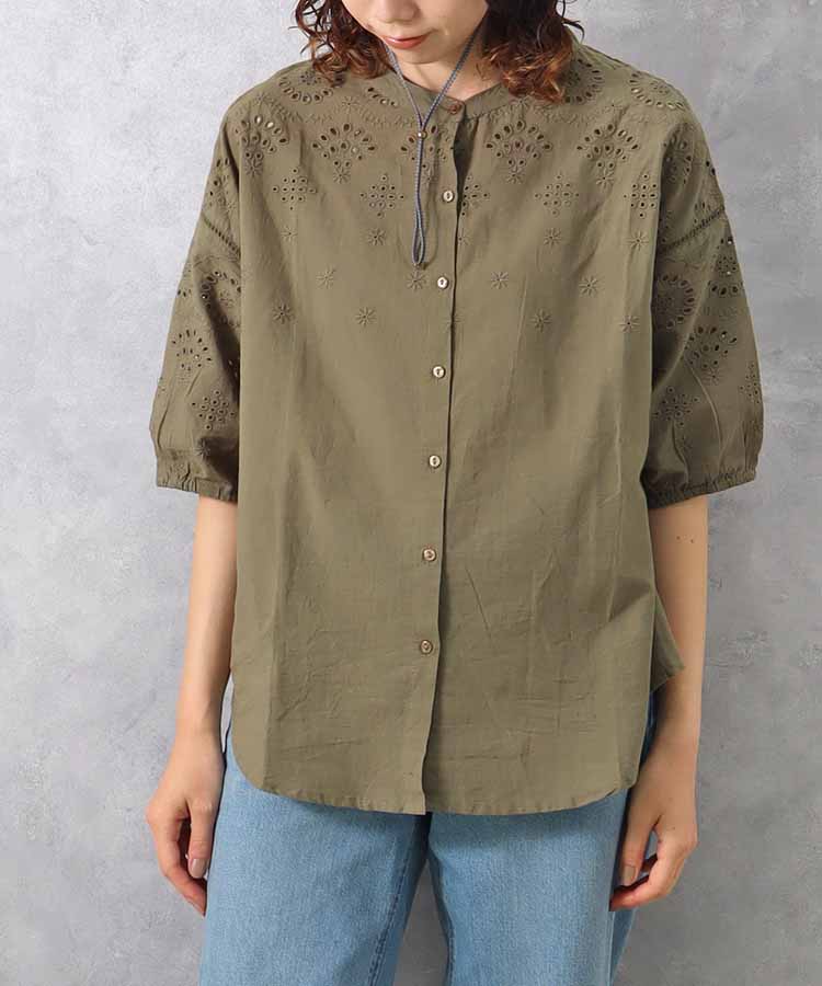 シフリー刺繍ブラウス シフリー刺繍 シャツ ブラウス 半袖 半袖シャツ