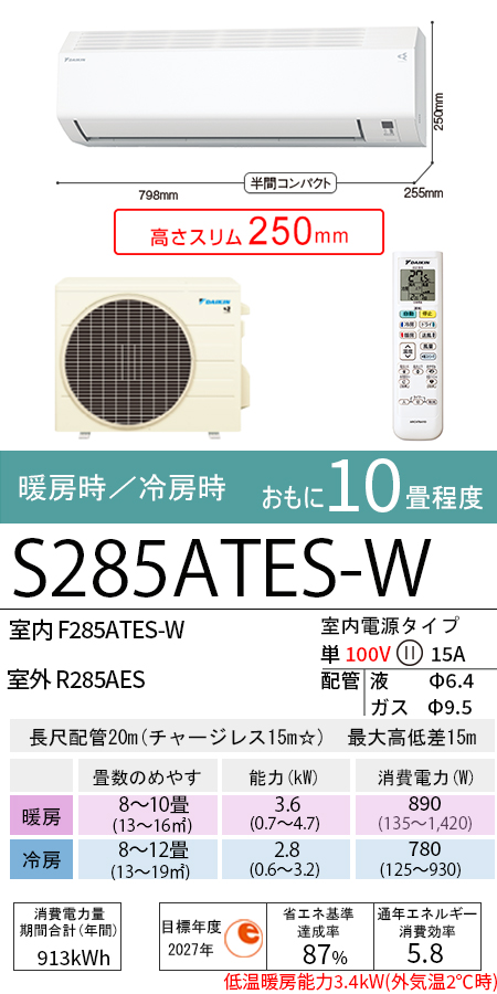 S285ATES-W(ダイキン) 商品詳細 ～ 照明器具・換気扇他、電設資材販売