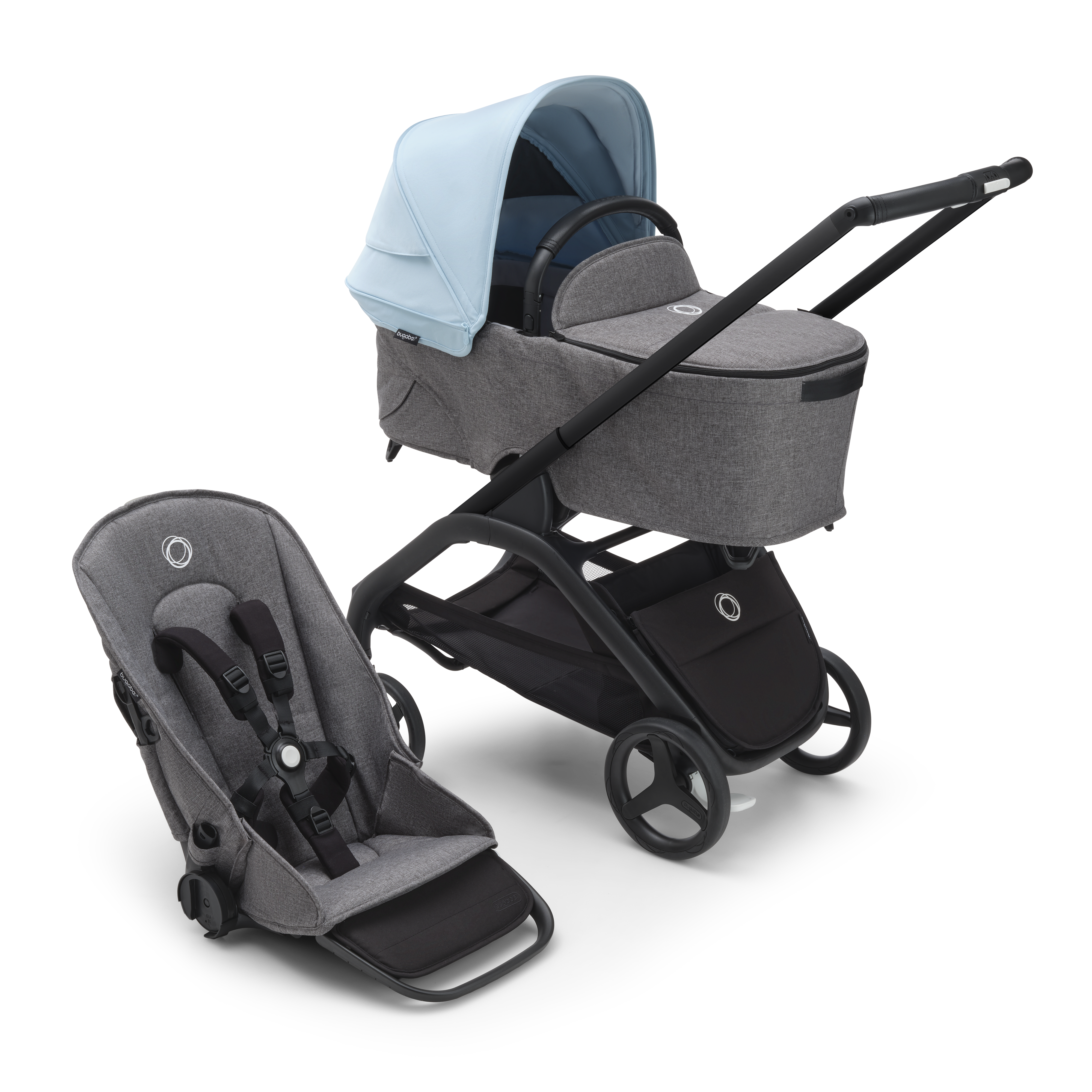 Bugaboo Dragonfly 2-in-1 stroller Skyline blue sun canopy, Grey