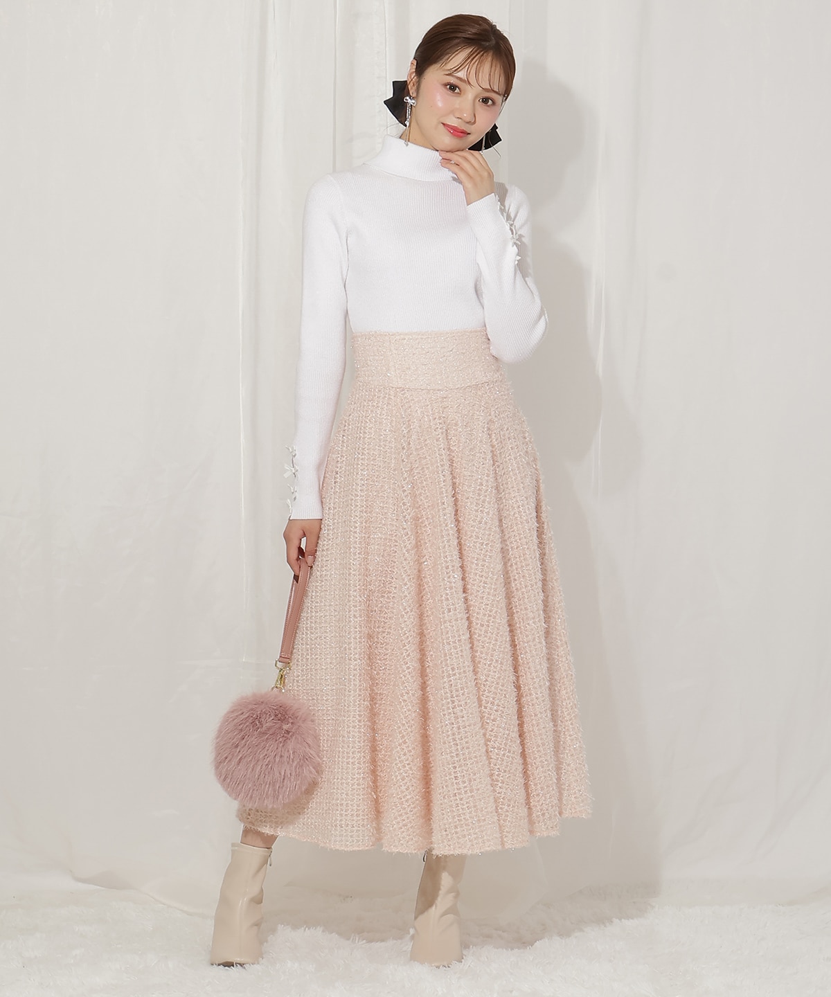 フリンジチェックフレアスカート(F ピンク): WILLSELECTION｜公式