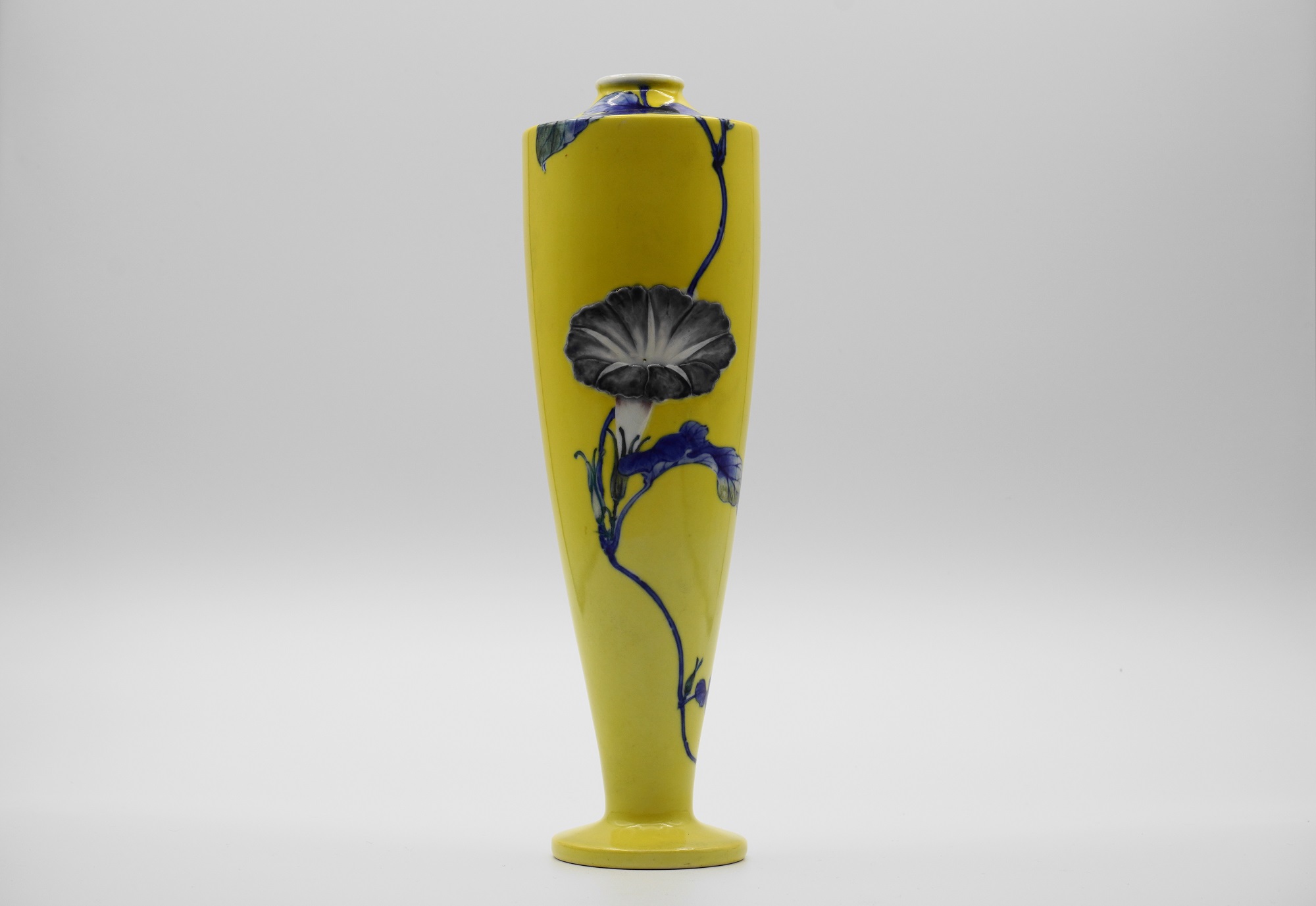 宮川香山 黄釉青華朝顔図花瓶 | 明治工芸・明治金工の販売専門店なら