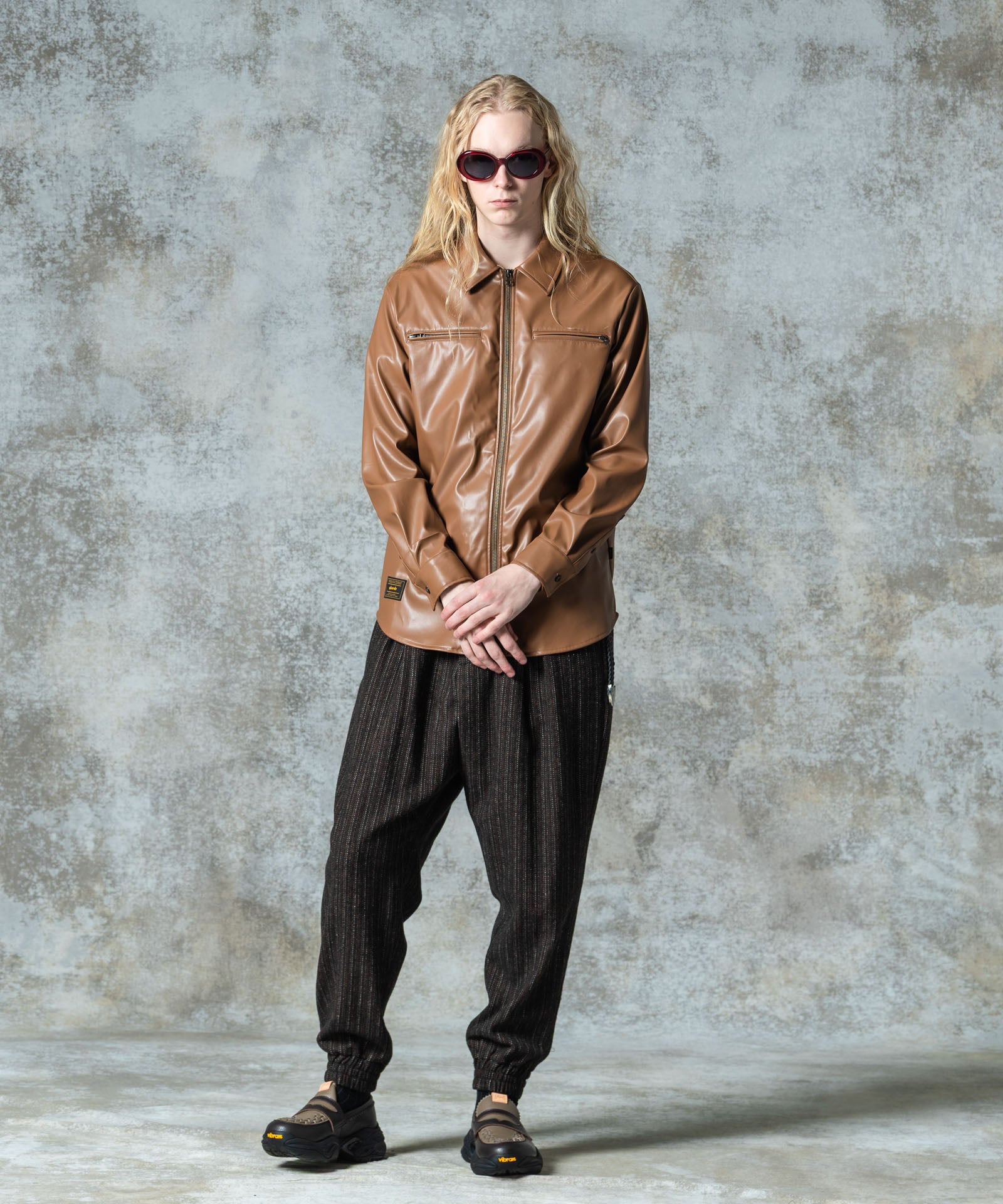 GB0325/SH06 : Synth Leather Shirt / シンセレザーシャツ | glamb