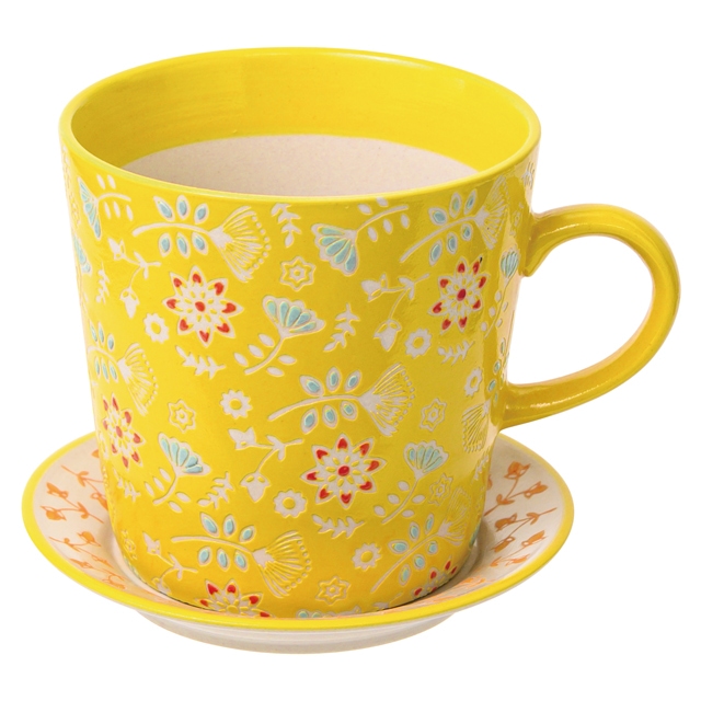 ハンドメイドプリントフラワーポット-11/カップ＆ソーサー(W140×D120