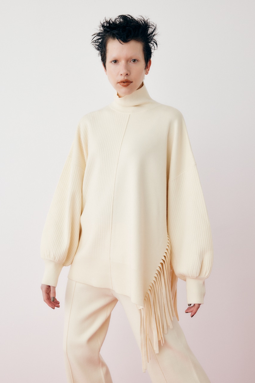 新品 roughlow Airy Fringe Sheer Tops white roughlow airy fringe