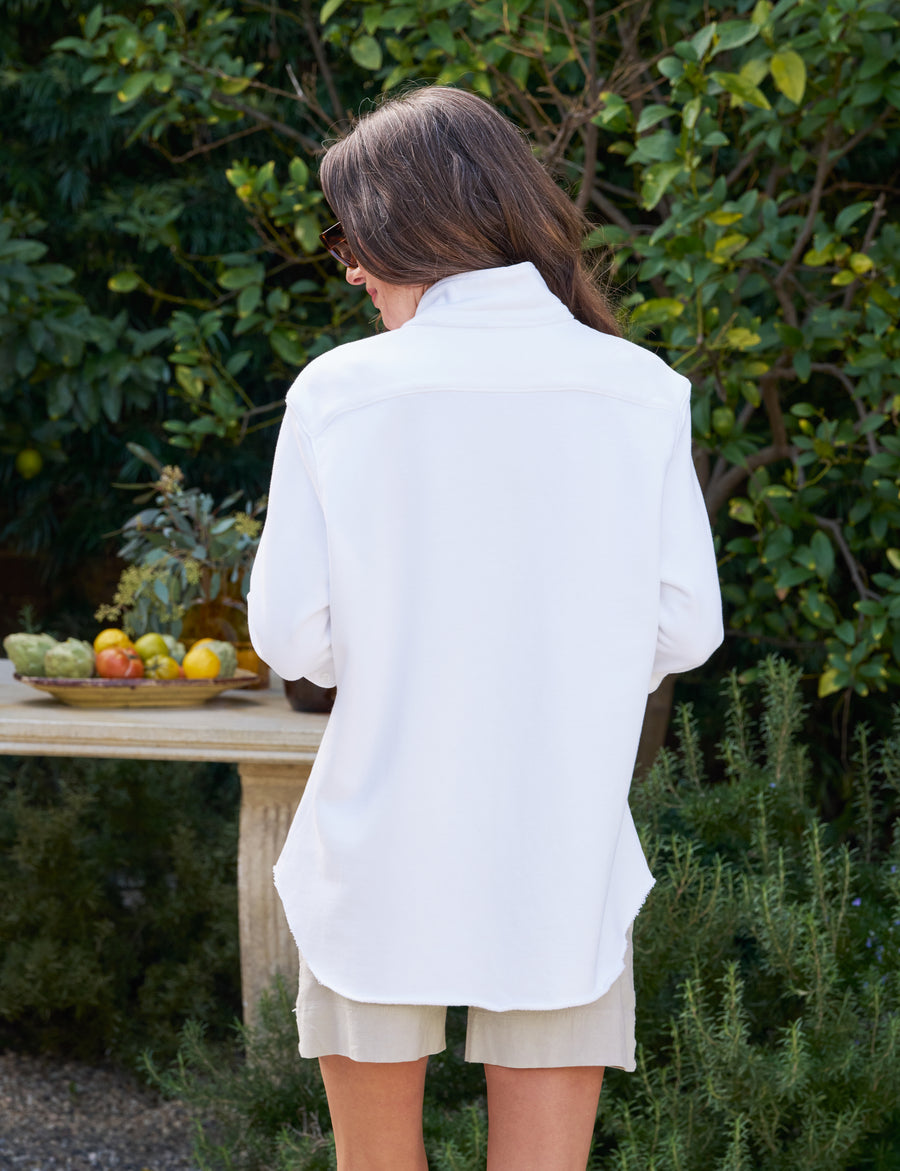 Eileen, Sweatshirt Button-Up, White | Frank & Eileen