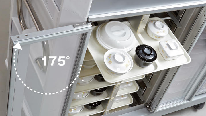 冷温蔵配膳車｜シンプルなデザインで運搬性や清掃性にも優れています