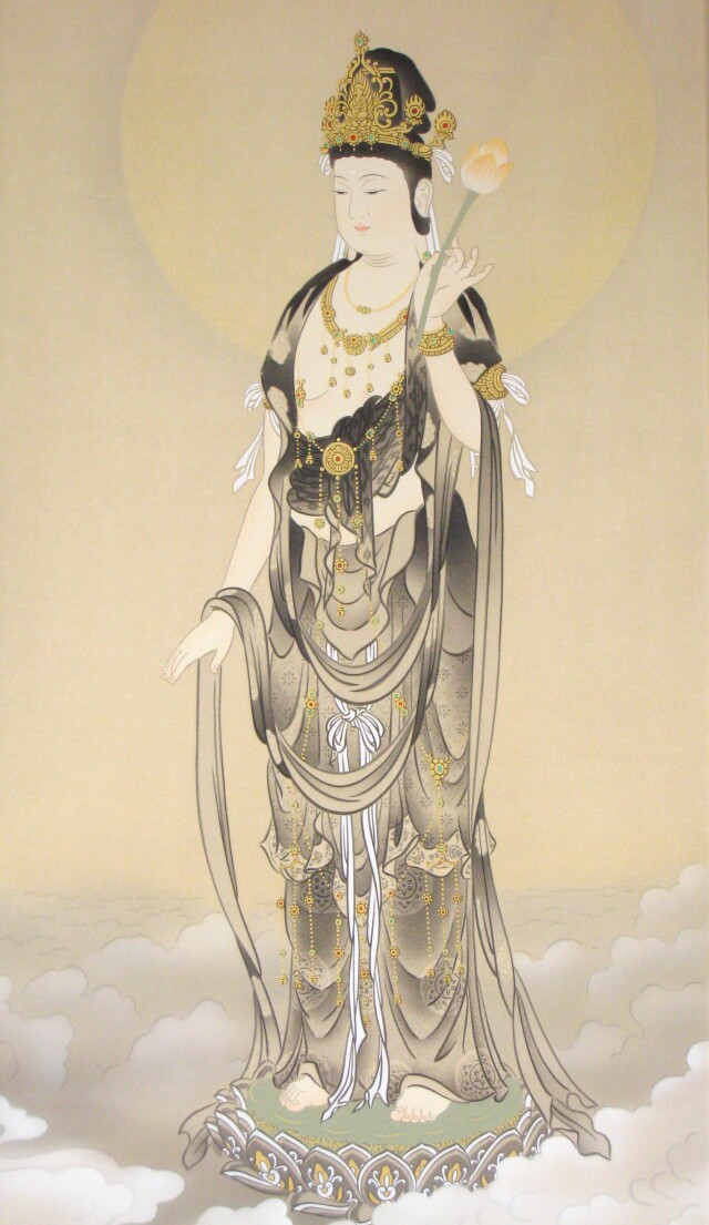 掛け軸 雲上観音◇野口弧堂 (真作・新品)