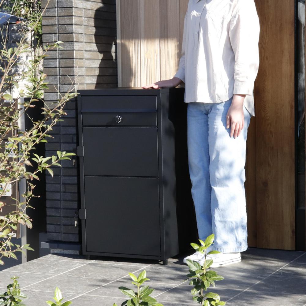 グリーンライフ ポスト付き二段宅配ボックスレシーボ ブラック