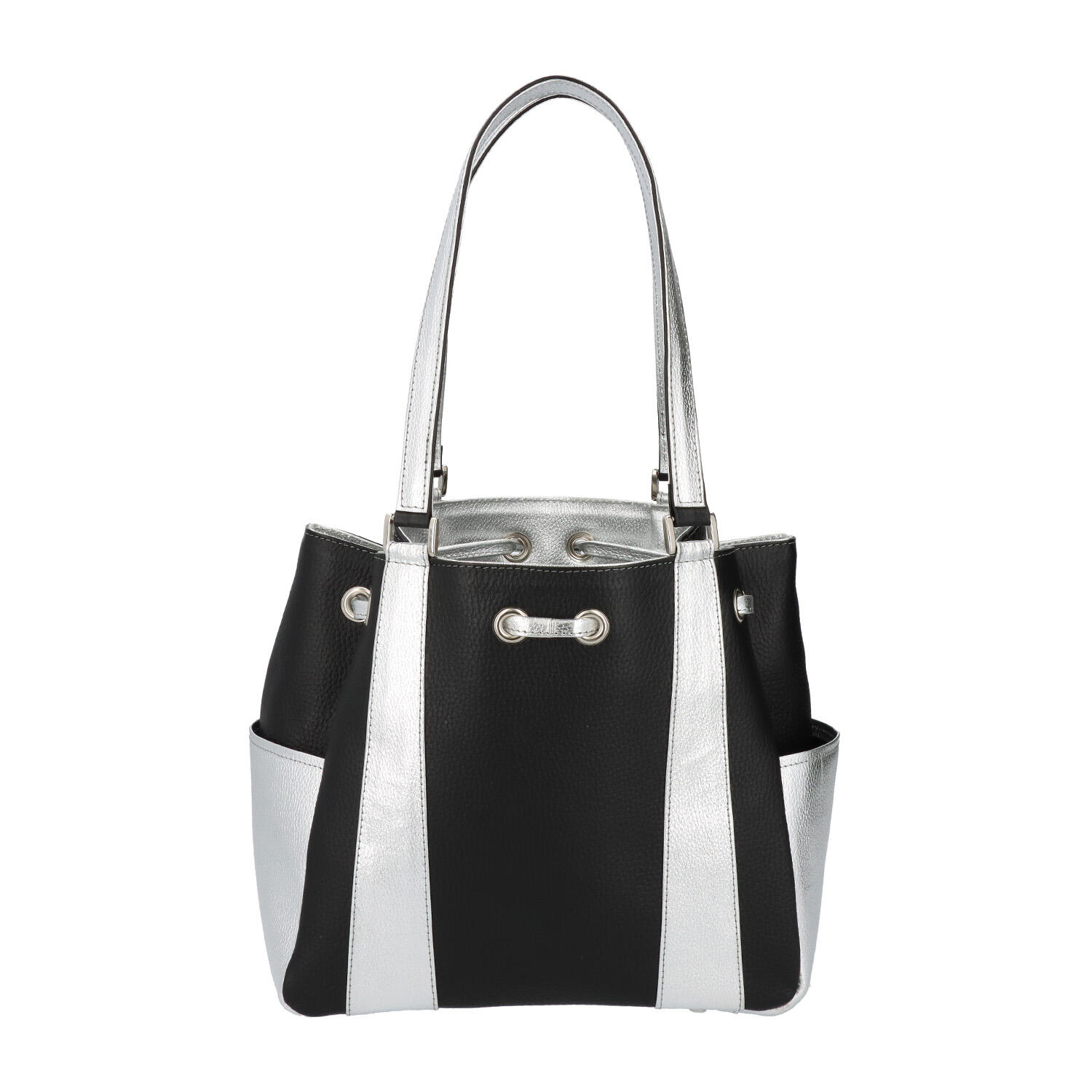 シュリンクレザー バイカラー 牛革 ショルダーバッグ | H（アッシュ