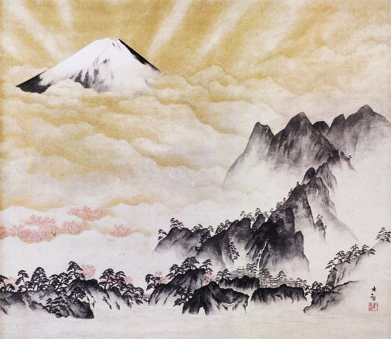 横山大観 絵画 蓬莱山 送料無料 【複製】【美術印刷】【巨匠】【富士